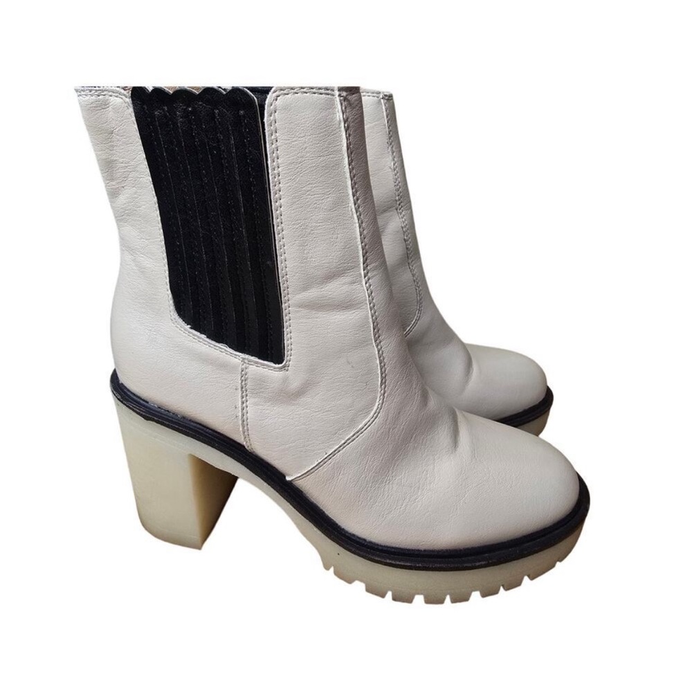 White Ankle Boots with Black Accents